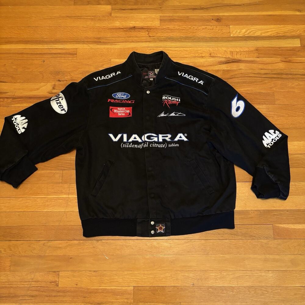 Vintage Pfizer Roush Mark Martin JH Design XXL 100% Cotton Racing Coat Jacket
